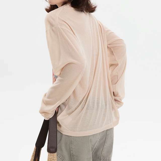 アップルモチーフシアーロングスリーブTシャツ 2col R02546