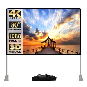 【在庫のみ】HOIN プロジェクタースクリーン 80インチ 4K 16:9 HD プロジェクタースクリーン 3D ポータブル 自立型タイプ アルミニウム マット 室内室外 視野角160° PPT ホームシアター 会議室