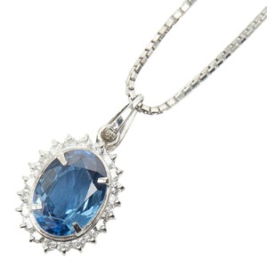 Pt900 プラチナ Pt850 プラチナ サファイア2.40ct ダイヤ0.27ct ペンダント ネックレス レディース 【中古】