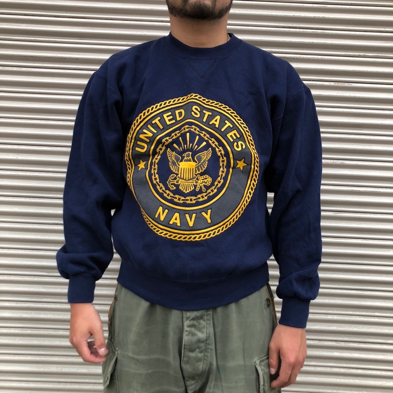 激レア ！！ NAVY ネイビー ミリタリー プリント スウェット 