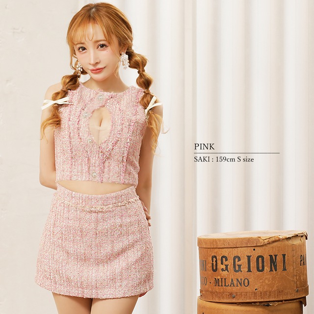 PURESS[ピュアレス] オープンバストセパレートミックスチェックフレアマイクロミニドレス/キャバドレス