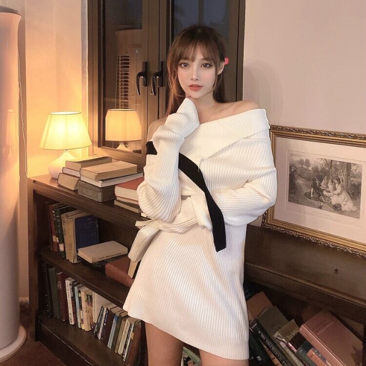 One Piece Off Shoulder Cute ワンピース ミニ ニットワンピ リブニット セーター オフショル セクシー 肌見せ ゆるニット ルーズ 長袖 タイト おしゃれ シンプル モノトーン ホワイト 大人女子 可愛い カジュアル お出かけ デート 女子会 秋 冬 レディース Sea Sign One Piece Off Shoulder Cute ワンピース ミニ ニットワンピ リブニット セーター オフショル セクシー 肌見せ ゆるニット ルーズ 長袖 タイト おしゃれ シンプル モノトーン ホワイト 大人女子 可愛い カジュアル お出かけ デート 女子会 秋 冬 レディース Sea Sign
