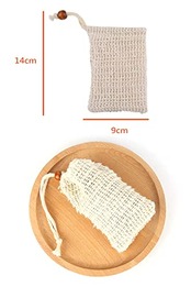 YFFSFDC 泡立てネット 石鹸ネット 石鹸袋 巾着袋 石けんセーバーバッグ ポーチ メッシュ 洗顔 洗顔料用 お風呂泡立て 天然素材 綿麻 ナチュラル 壁掛け用リング付き 3個セット