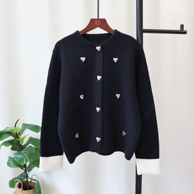 Metal heart bicolor cardigan