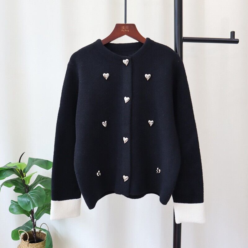 Metal heart bicolor cardigan