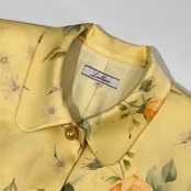 Leilian レリアン フローラル 花柄 スタンドカラージャケット 9/イエロー系 レディース レトロ