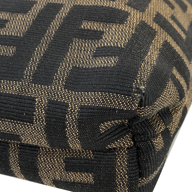 FENDI フェンディ　ズッカ　ダブルファスナー　ホーボー　ジャガード　ショルダーバッグ　ブラウン×ブラック　vintage　ヴィンテージ　オールド　waiexe