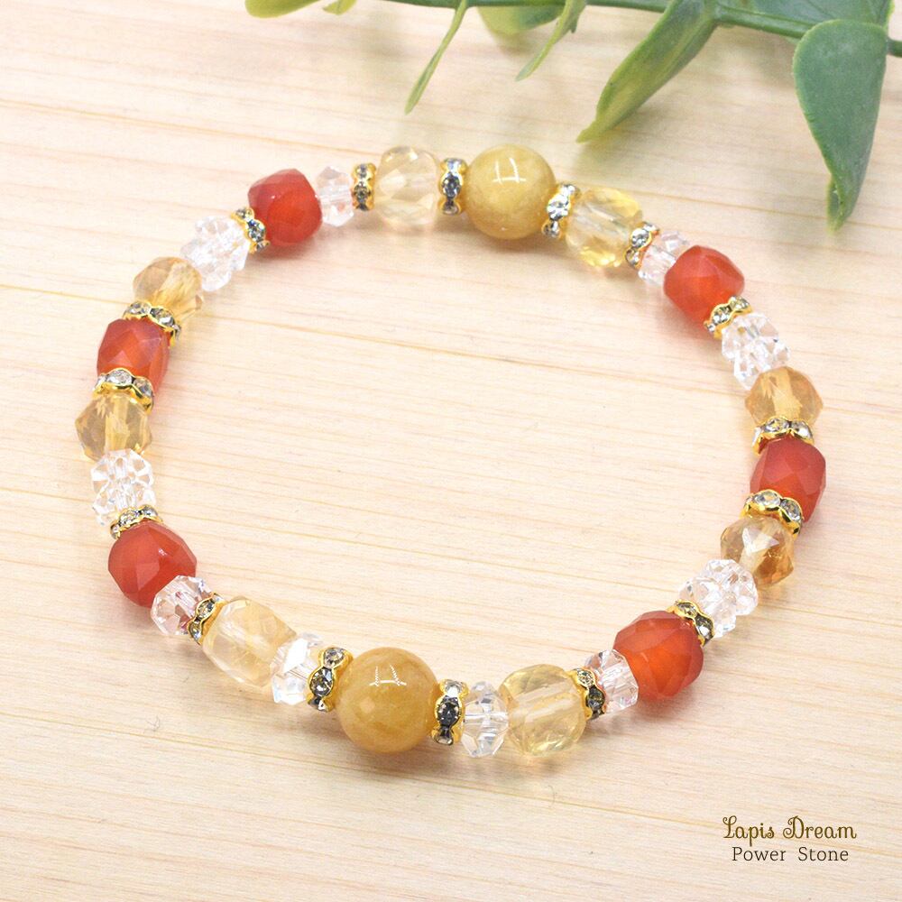 ポジティブ思考で目標達成させるお守り | ヘリオドール、シトリンのパワーストーン ブレスレット