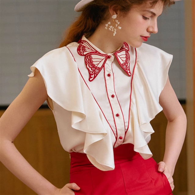 【Camoooni】バタフライカラーブラウス　10819