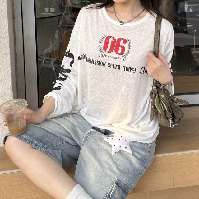 ビッグナンバリンググラフィックルーズフォルムTシャツ 1col R02472