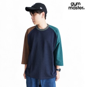 gym master ジムマスター 【DRY】7.2oz ドライワッフル 8分袖Tシャツ メンズ レディース 吸水速乾 ラグラン ワッフルTシャツ ゆったり G733717 ネイビークレイジー