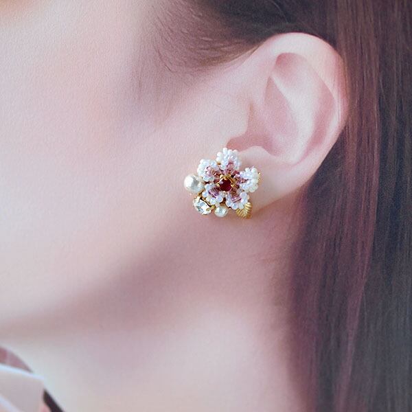 ビーズキット【送料無料】 さくら ( ルビー ) ・ピアス ( イヤリング