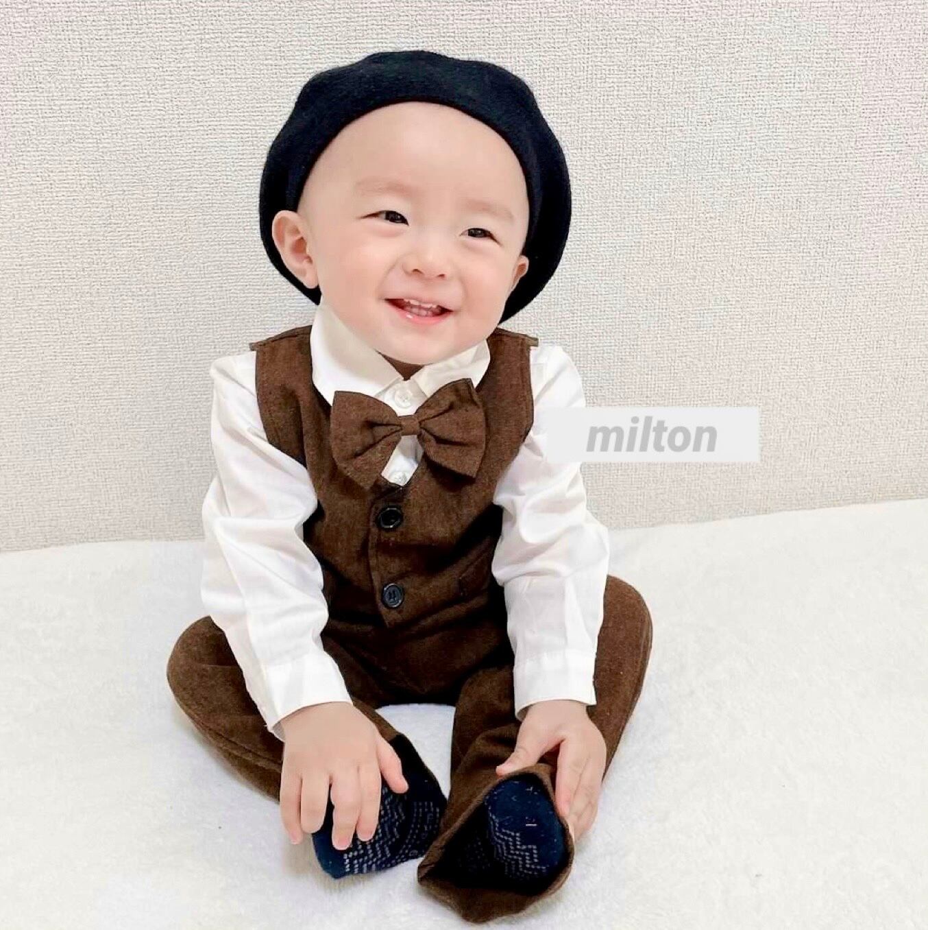 ブラウンツイード風ベストスーツ】 80,90,100,110 cm男の子 スーツ