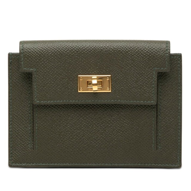 エルメス ケリー ポケットコンパクト 小銭入れ コインケース カノピ カーキ系 ヴォーエプソン レディース HERMES 【中古】