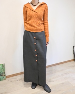 EURO FRONT BUTTON LONG SKIRT