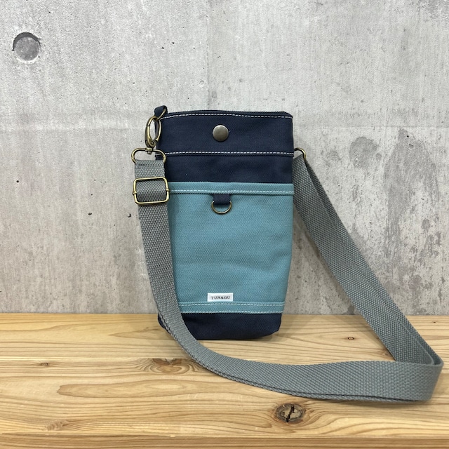 【選べる紐付 】 -＊ Pochette Shoulder Bag ＊-【ディープオーシャン×アイスグレー】