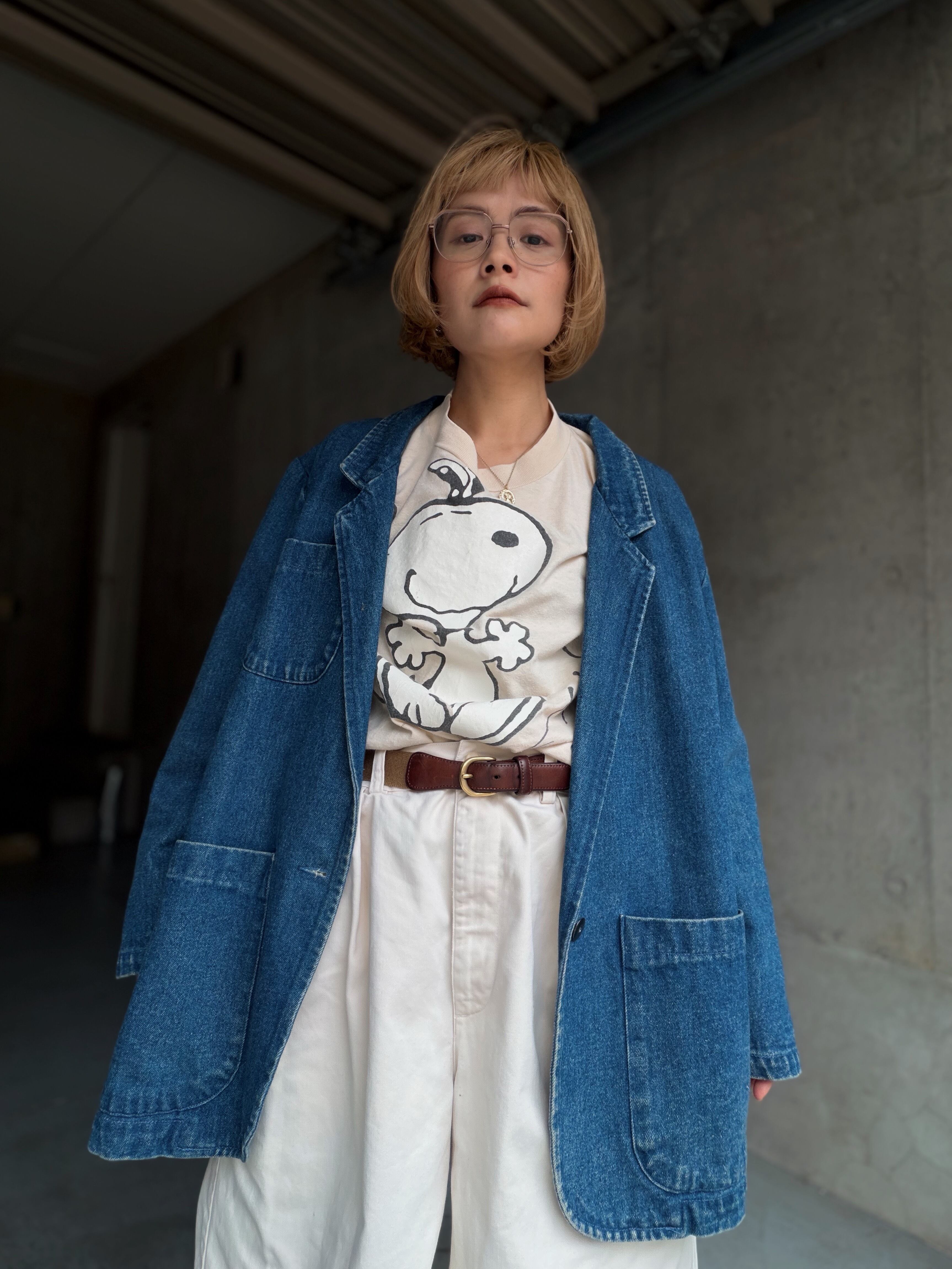 (OT1533)90's Eddie Bauer denim tailored jacket