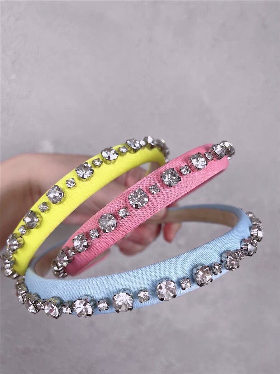 3本セット】カチューシャ ラインストーン 黄色 ピンク 水色 シュシュ