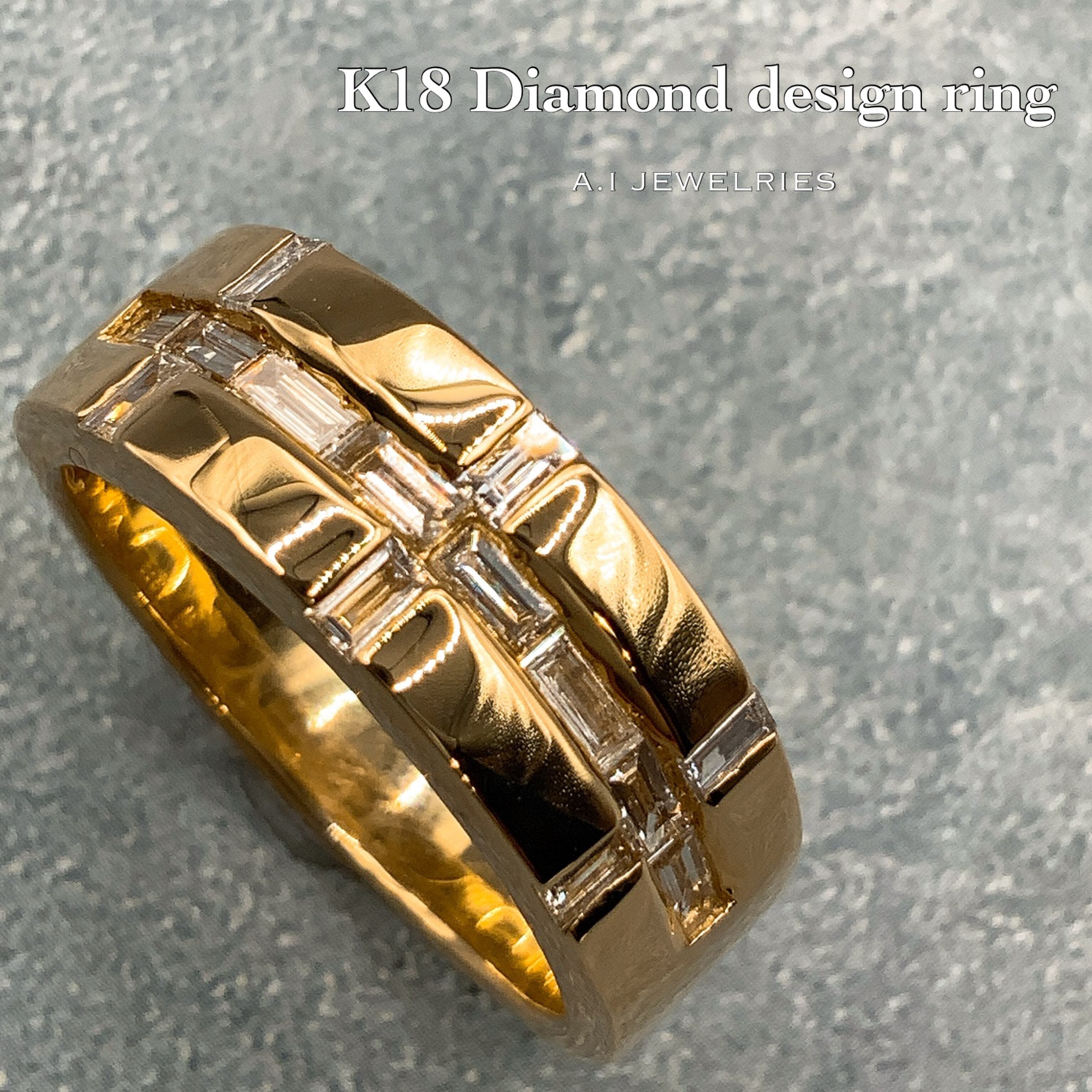 K18 18金 ダイヤモンドイニシャルリング M 指輪 16号 2.6g