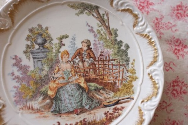 1875s Sarreguemines 侯爵と公爵夫人 プレートa