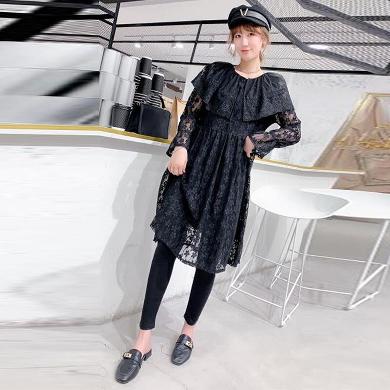2020年秋新作レディースプラスサイズファットミリレースワンピースツーピーススーツ洋風レギンス ミックスインファッション37163979255
