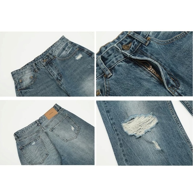 グランジクラッシュウォッシュワイドラインデニムパンツ 1col R02285