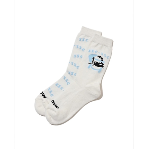 SURFSKATECAMP #Beard Man Socks White