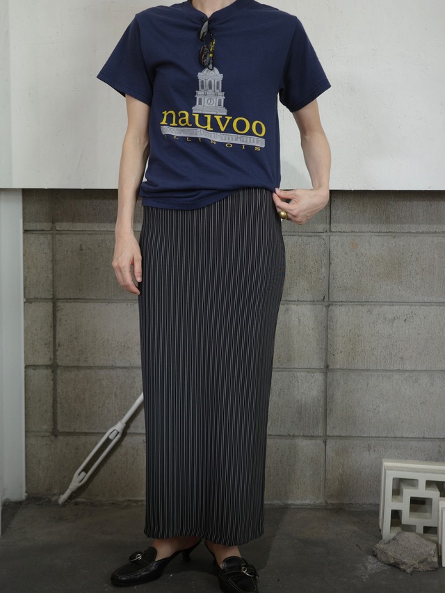 ＜vintage＞monotone stripe tight skirt