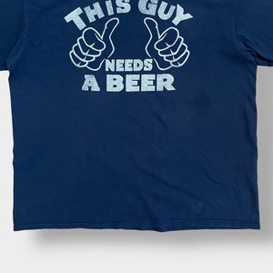 【DELTA】NEEDS A BEER ロゴ プリント Tシャツ ビール 2XL ビッグシルエットネイビー デルタ 半袖 夏物 us古着