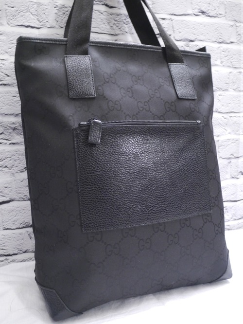 美品◆GUCCI グッチ GG柄 ユニセックス A4対応ビジネス可 キャンバスxレザー切替 トート ハンド バッグ 黒◆ A4対応で通勤通学にも大活躍♪