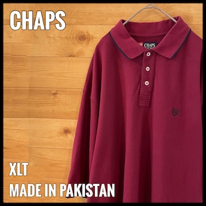 【CHAPS】ビッグサイズ ポロシャツ XLT 刺繍ロゴ バーガンディ チャップス US古着 アメリカ古着