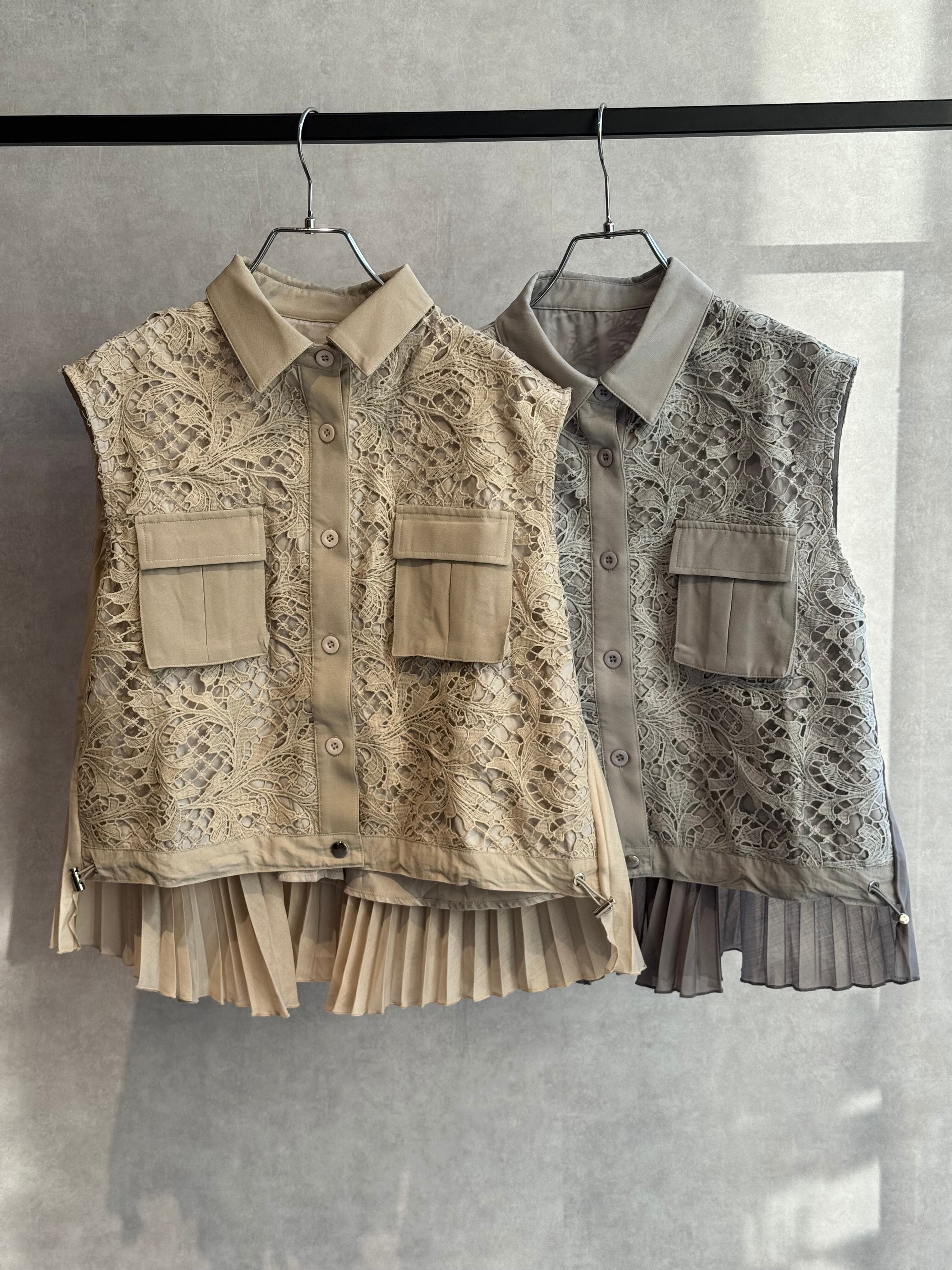 back pleats lace 2way vest