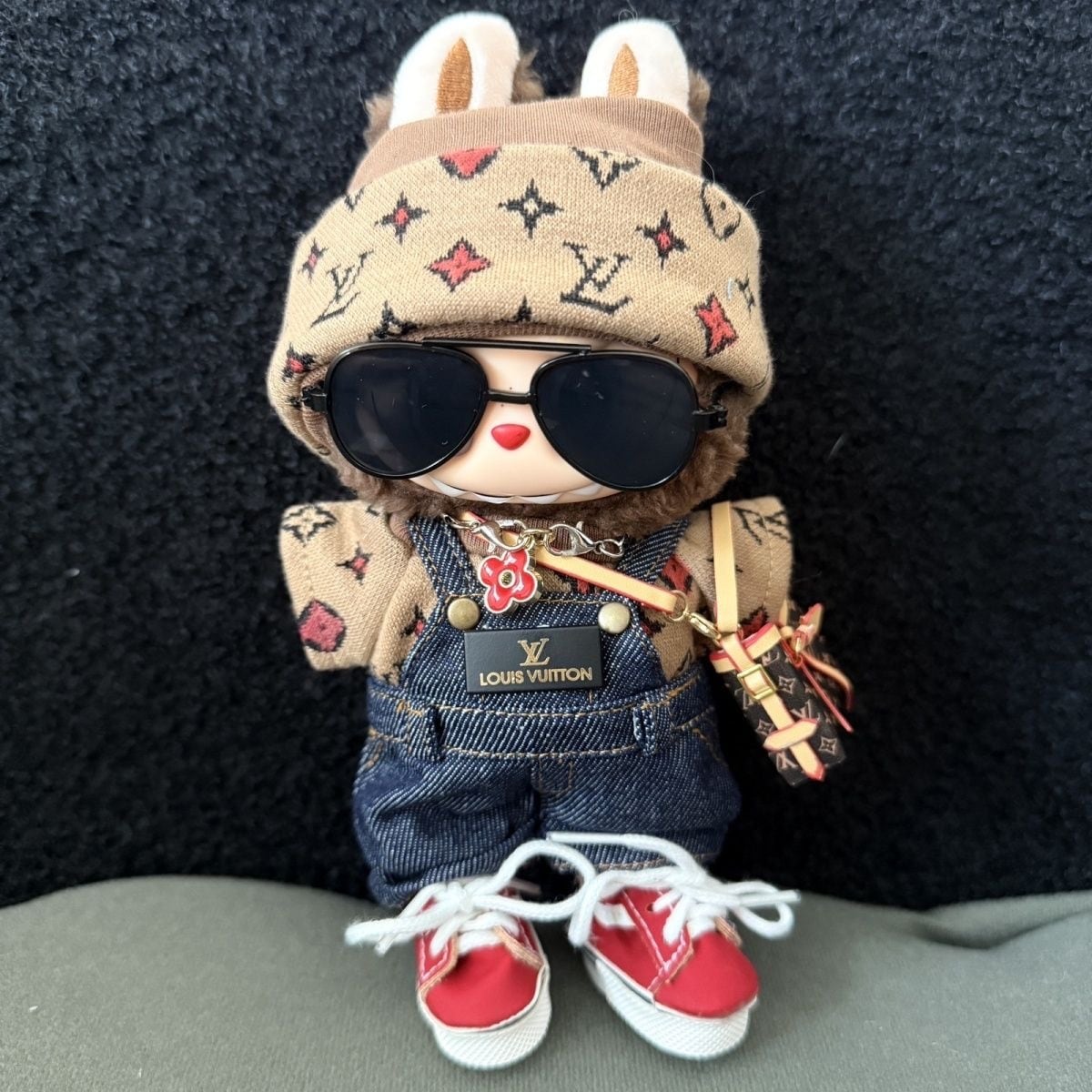 予約販売♡ レッド系で高級感!おしゃれ 可愛い Labubu ラブブ the monsters 全身プリント ファッションコーデ 6点一式 15-17cm対応