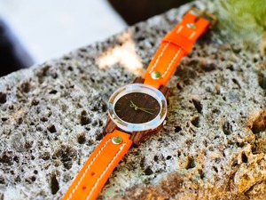 押花紫陽花の木製腕時計