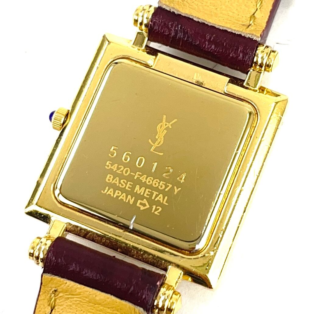 Yves Saint Laurent イヴサンローラン スクエア アナログ レザー