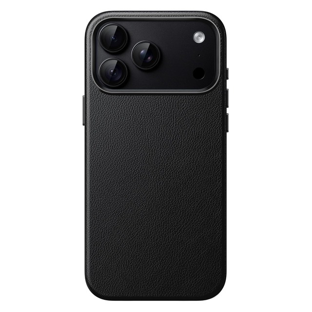 JETech iPhone 18 Pro用 ビーガンレザー マグネットケース (ブラック)