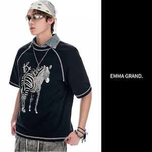 草原を駆けるシマウマの涼風Tシャツ （おまけチャーム付）  E00673