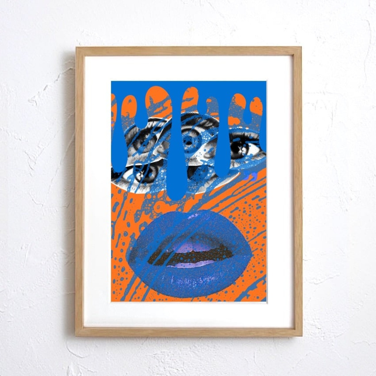 MELT SIGNAL｜ブルーリップと視線が交差するポップアート｜感情と衝動を描いたビビッドな現代アートポスターA2ポスター