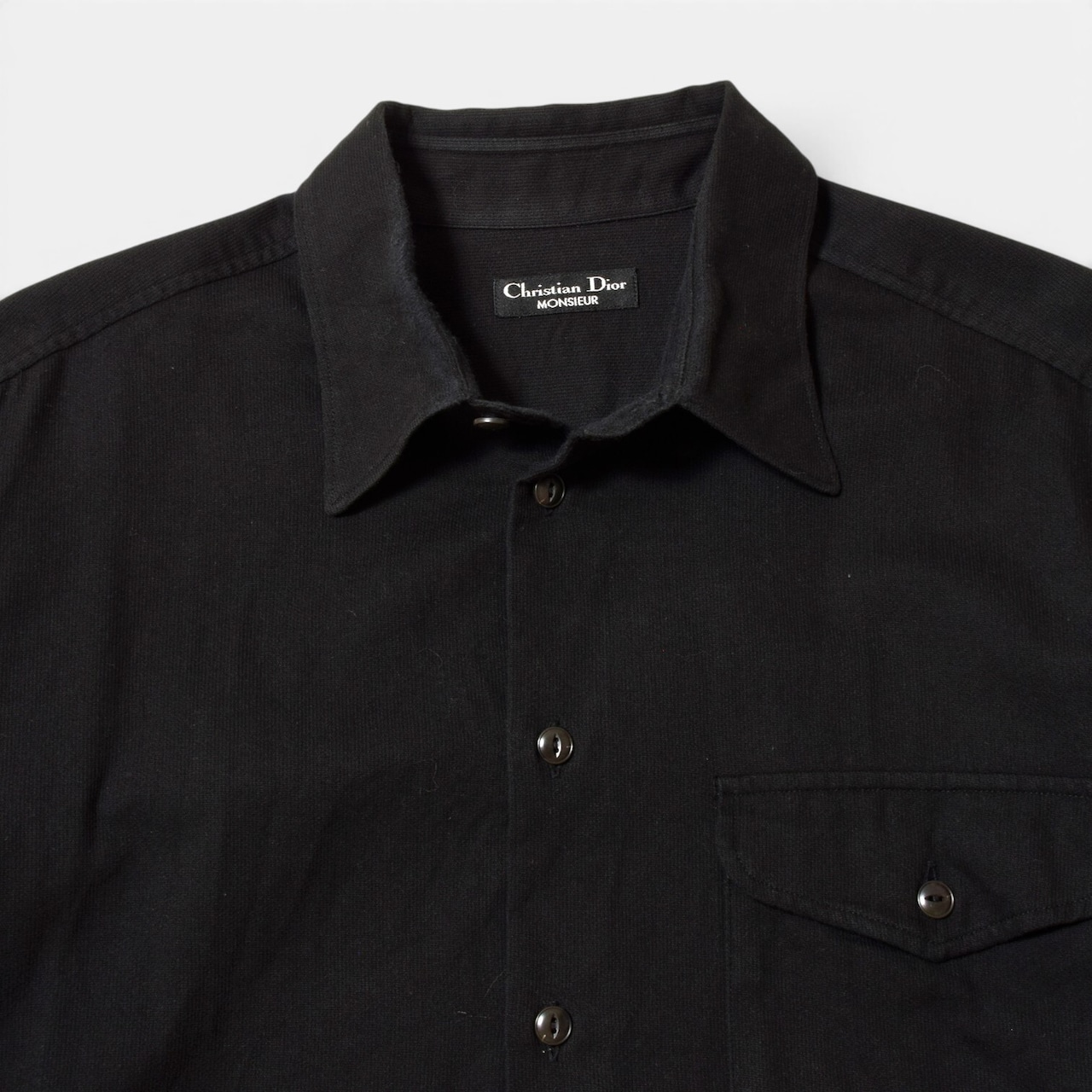 80s-90s Christian Dior MONSIEUR ブラック コットン 長袖シャツ