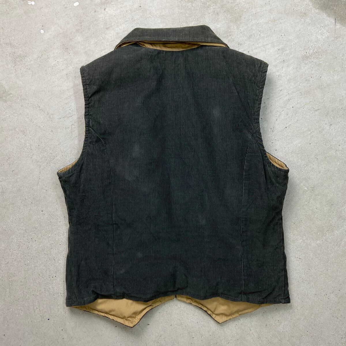 70~80年代 Eddie Bauer エディーバウアー リバーシブル コーデュロイダウンベスト メンズS相当 レディースS相当 古着 70s 80s ヴィンテージ VINTAGE アメカジ TALON タロンジップ ダークグリーン 深緑色 70~80年代 Eddie Bauer エディーバウアー リバーシブル コーデュロイ
