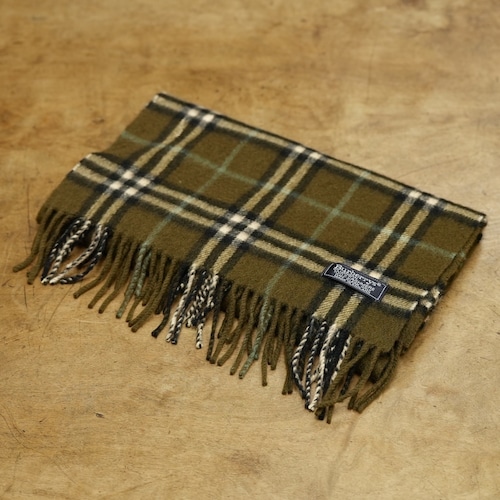 4471B Burberrys バーバリー マフラー ノバチェック カシミヤ100% グリーン ヴィンテージ ブランド古着