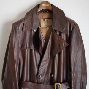 70s Vintage Aquascutum Leather Trench Coat