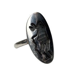 Hopi PATRICK LOMAWAIMA overlay silver ring “Kachina”