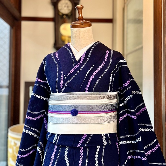リユース浴衣 着用可 紺になでしこ レンタル] 女性 浴衣セット 牡丹 