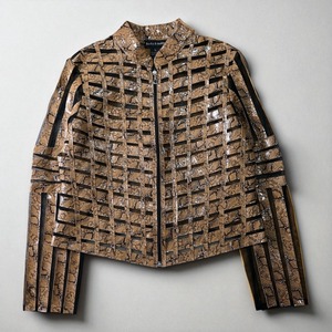 Vintape python see-through mesh short jacket "BROWN"