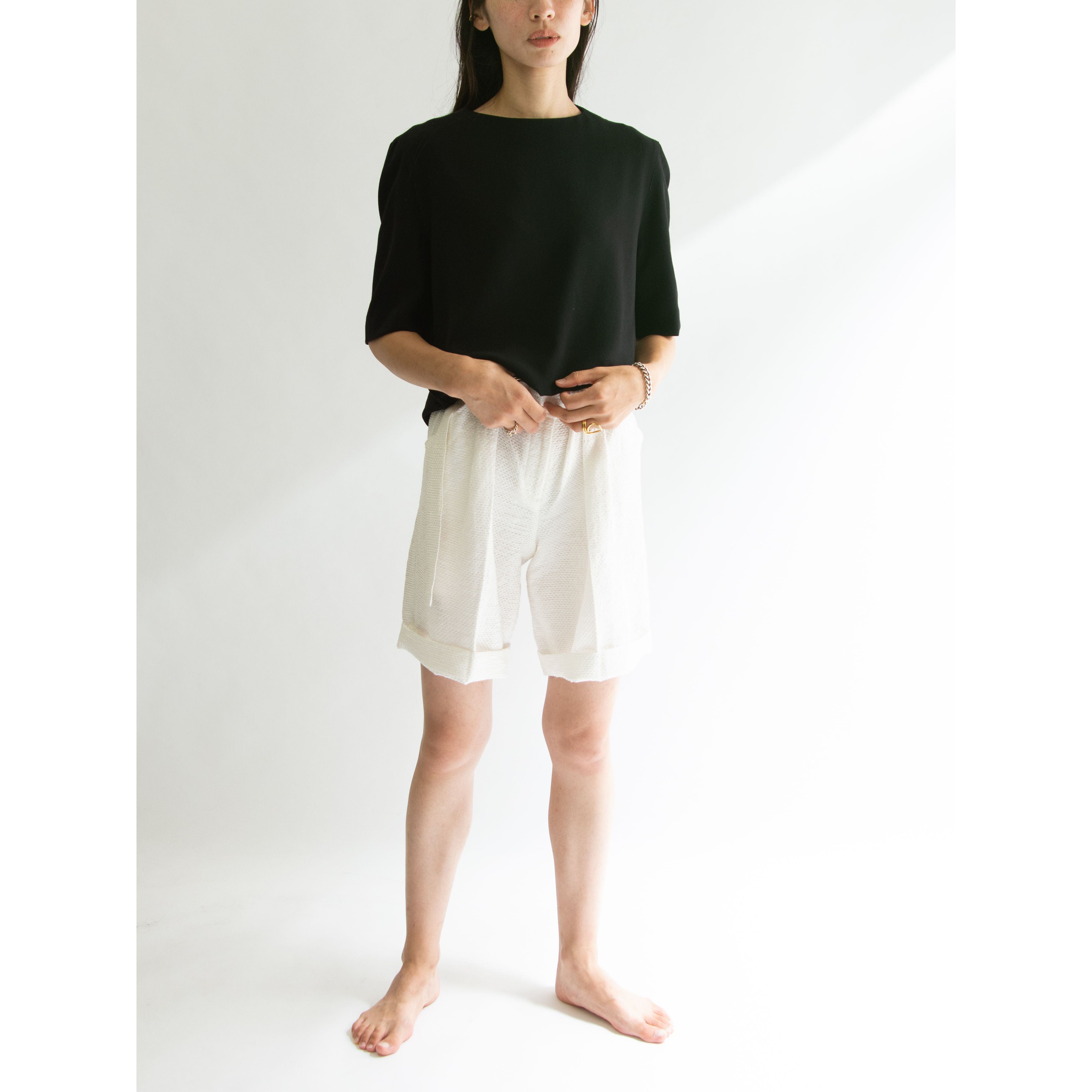 【GIORGIO ARMANI】Made in Italy 100% Wool H/S Blouse(ジョルジオアルマーニ イタリア製 ウール半袖ブラウス)