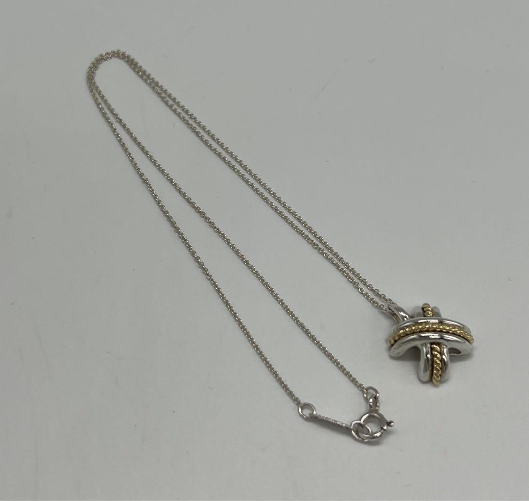 ティファニー TIFFANY シグネチャークロス ネックレス SV YG コンビ