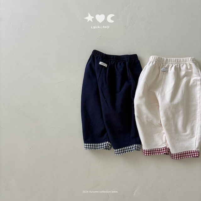 【取寄】lalaland|bebe check binding pants|ベベチェックパイピングパンツ|6M-18M|baby|26 autumn