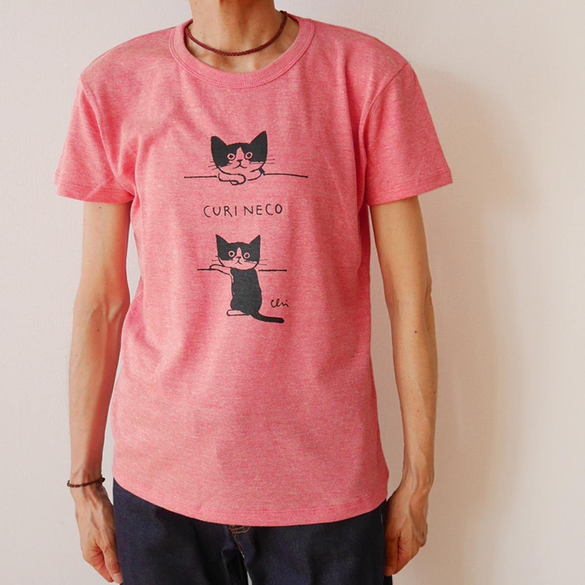 くりねこTシャツ ヘザーレッド Sサイズ | necoya