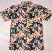 FILA GOLF フィラ ゴルフ 花柄 総柄 BD ボタンダウン 半袖 ポロシャツ M/マルチ メンズ